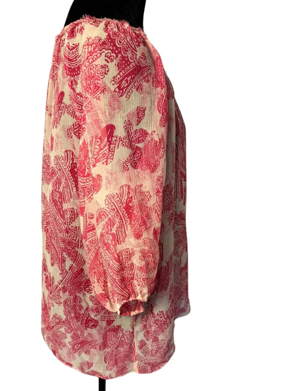 Banana Republic Pink Paisley 100% Silk Peasant Top M